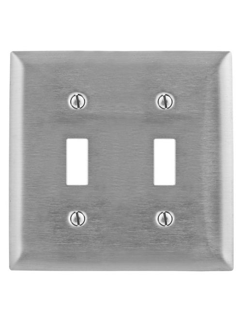 Hubbell Wiring Devices SSJ2 2-Gang Stainless Steel Jumbo 2-Toggle Switch Strap Mount Wallplate Hubbell Wiring Devices SSJ2 2-Gang Stainless Steel Jumbo 2-Toggle Switch Strap Mount Wallplate