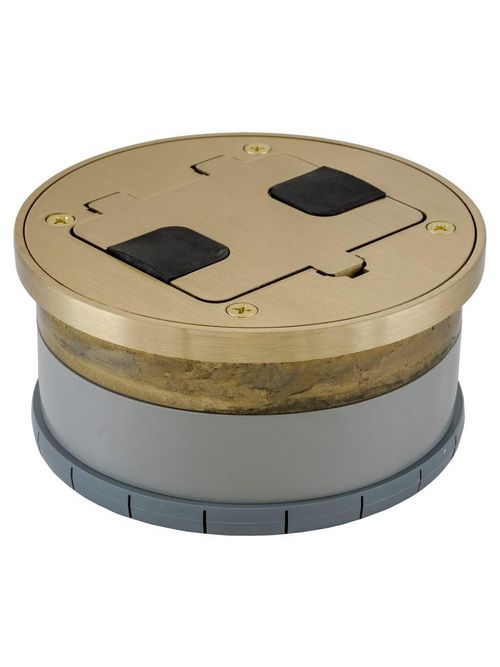 Hubbell Wiring Devices RF409BR Solid Brass Hardwood and Tile Floor Flush Fit Box Hubbell Wiring Devices RF409BR Solid Brass Hardwood and Tile Floor Flush Fit Box