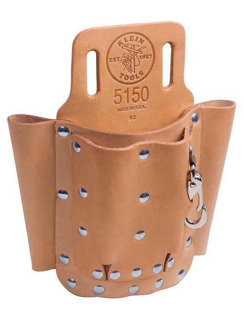 Product image for Klein Tools 5150 8-1/2 x 9-1/4 Inch Leather 5-Pocket Curved Tool Pouch