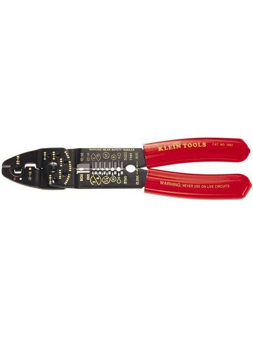 Product image for Klein 1002 8-1/2" 10 to 22 AWG Red Handle Multi-Purpose Tool
