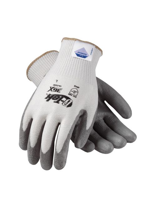 Product image for PIP 19-D330/L Large Gray Polyurethane Palm and Fingertip Coated Knit Protective Gloves