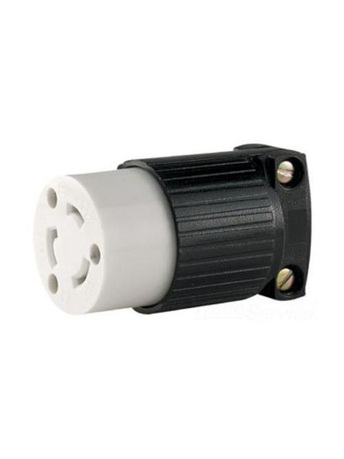 Product image for Eaton Wiring Devices L520C 20 Amp 125 VAC 2-Pole 3-Wire NEMA L5-20R Black/White Locking Connector