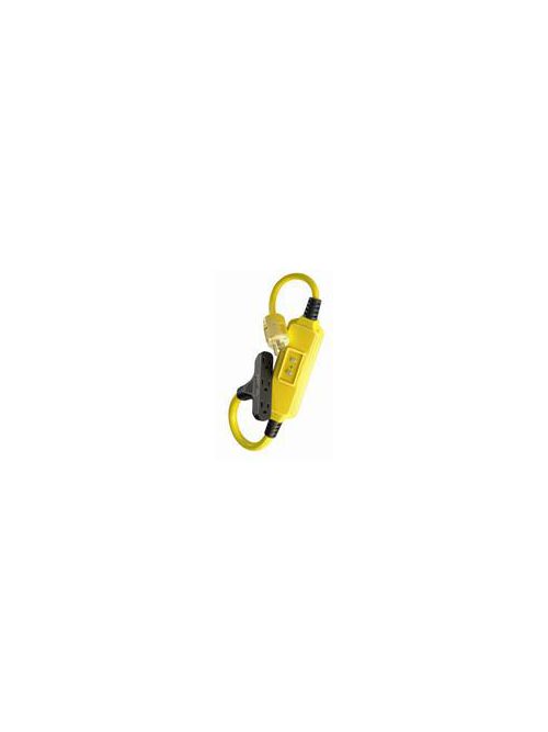 Product image for Leviton 69593-3 120 Volt 15 Amp 2-Pole 3-Wire NEMA 5-15P 3/4 Hp Yellow/Black Polycarbonate Straight Blade GFCI Cord Set