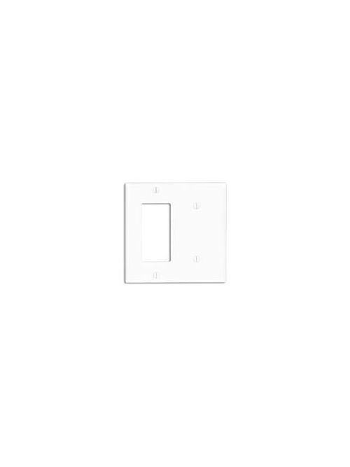 Leviton 80708-I 2-Gang 1-Blank 1-Decora/GFCI Device Standard Size Strap Mount Ivory Combination Wallplate Leviton 80708-I 2-Gang 1-Blank 1-Decora/GFCI Device Standard Size Strap Mount Ivory Combination Wallplate