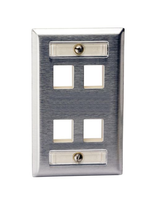 Hubbell Wiring Devices SSFL14 1-Gang Stainless Steel 4-Port Face Plate Hubbell Wiring Devices SSFL14 1-Gang Stainless Steel 4-Port Face Plate
