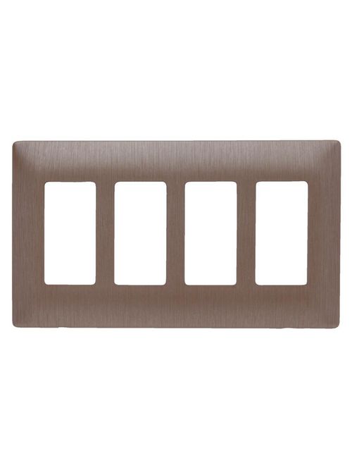 Product image for Pass & Seymour SWP264BC 4-Gang Brushed Copper Polycarbonate 4-Decorator Screwless Wallplate