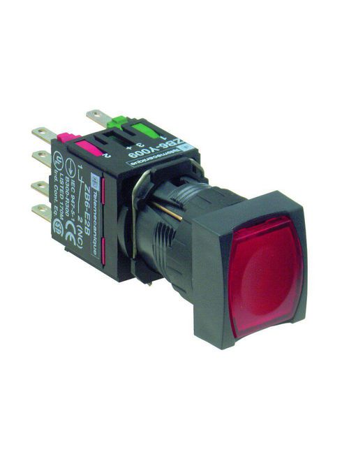Product image for Square D XB6CW4B5B 16 mm 240 VAC 1.5 Amp 1NO 1NC Red Square Flush Return Illuminated Push Button