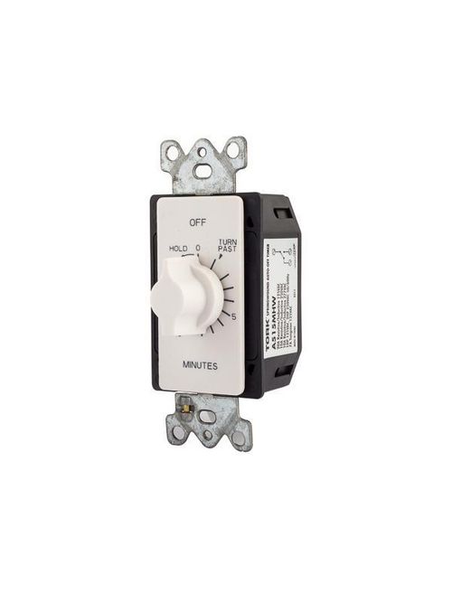 Product image for Tork A515MHW 125/277 VAC 60 Hz 20 Amp 15 Minute White SPST Springwound Hold Auto Off In-Wall Electromechanical Time Switch