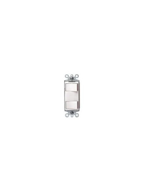 Product image for Leviton 1754-A 120 Volt 15 Amp 1-Pole Almond Thermoplastic Non-Grounding Push-In Dual Rocker Decorator Combination Switch