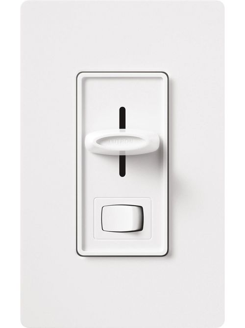 Product image for Lutron Electronics S-603PEH-WH 600 W White 3-Way Incandescent Preset Slide Dimmer with Rocker Switch