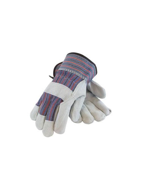 Product image for PIP 84-7532/L Large Blue/Black/Red Cowhide Split Leather Gunn Pattern Single Palm Safety/Rubberized Cuff Protective Gloves