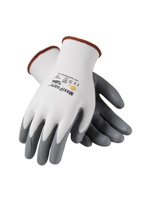 Product image for PIP 34-800/M Medium Gray Nitrile Micro Foam Palm and Fingertip Coated Knit Protective Gloves