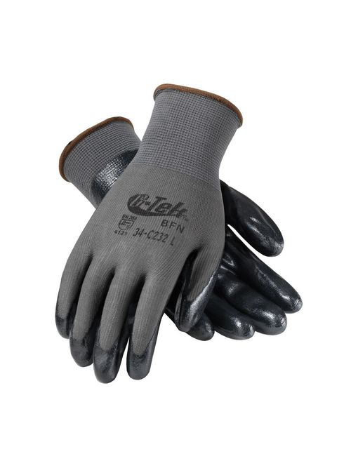 Product image for PIP 34-C232/M Medium Black Nitrile Micro Foam Palm and Fingertip Coated Knit Protective Gloves
