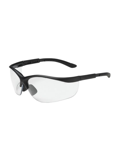 Product image for PIP 250-21-0400 Black Frame Clear Lens Anti-Scratch Coated Narrow Safety Glasses