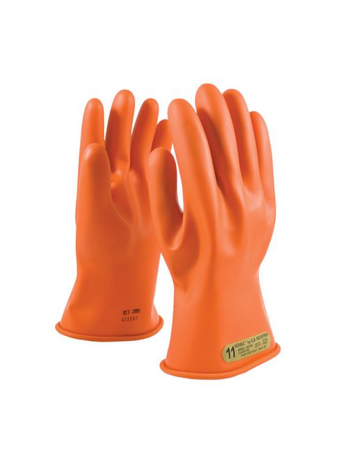 Product image for PIP 147-00-11/11 NOVAX® Rubber Electrical Insulating Gloves, Class 00, 11", Straight Cuff, Orange - Size 11
