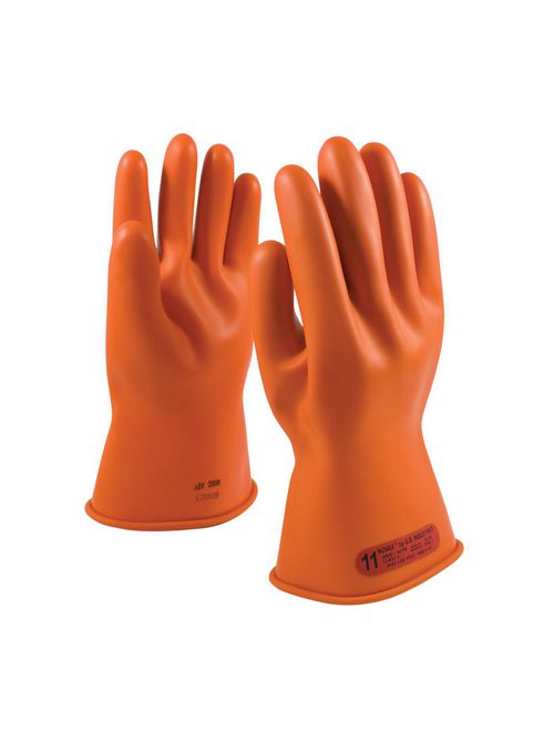 Product image for PIP 147-0-11/8 NOVAX® Rubber Electrical Insulating Gloves, Class 0, 11", Straight Cuff, Orange - Size 8