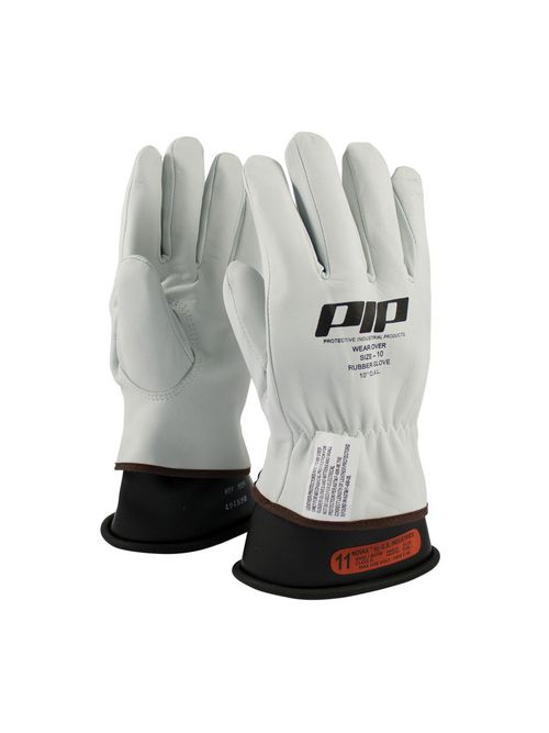 Product image for PIP 148-1000/9 10 Inch Class 000 Size 9 Goatskin Driver Cuff Rubber Insulating Protective Gloves