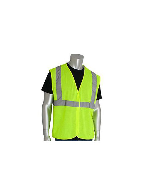 Product image for PIP 302-MVGLY-L Large Lime Yellow Mesh Fabric Hook and Loop Closure Everyday Value Safety Vest