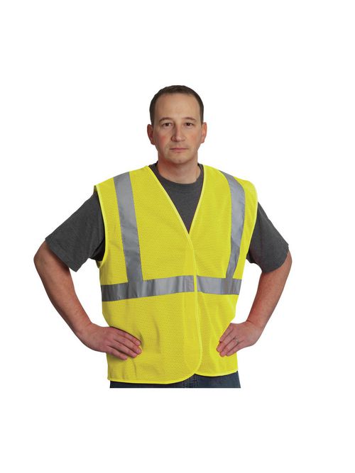 Product image for PIP 302-MVGLY-M Medium Lime Yellow Mesh Fabric Hook and Loop Closure Everyday Value Safety Vest