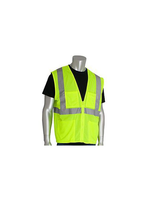 Product image for PIP 302-MVGZ4POR-XL Orange ANSI Class 2 Four Pocket Value Mesh Vest