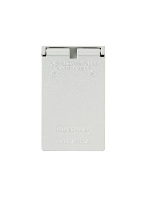 Product image for Pass & Seymour CA8-WV 1-Gang White Die-Cast Zinc Duplex Receptacle Self Closing Weatherproof Box Cover
