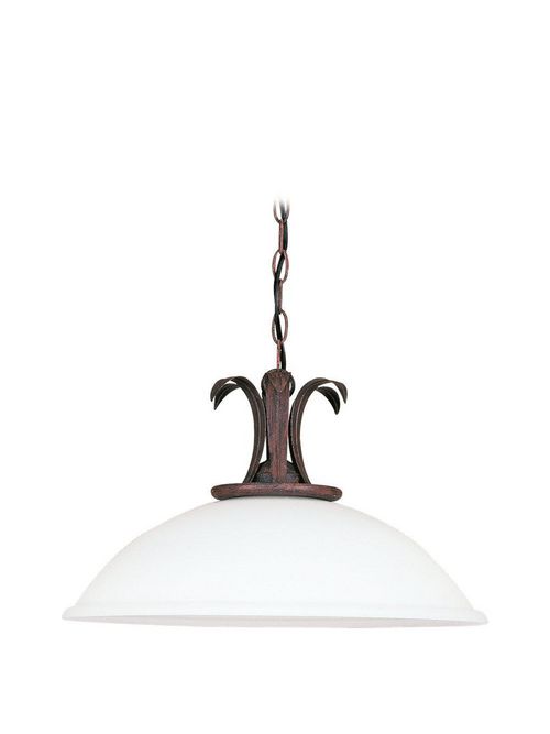 Sea Gull Lighting 6530-08 1-Lamp 150 W 120 Volt Textured Rust Patina Medium White Textured Glass A19 Pendant Light Fixture Sea Gull Lighting 6530-08 1-Lamp 150 W 120 Volt Textured Rust Patina Medium White Textured Glass A19 Pendant Light Fixture