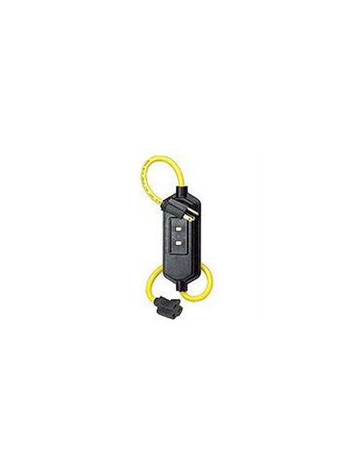 Product image for Leviton 66591-2C 120 Volt 15 Amp 2-Pole 3-Wire NEMA 5-15R Yellow/Black Vinyl Automatic Reset GFCI Straight Blade Cord Set
