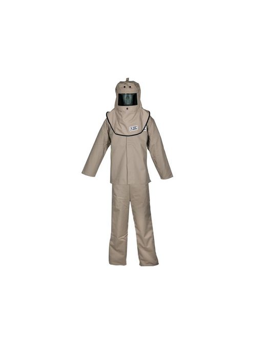 Product image for OBE FRTC4B-M CAT4 SUIT SET HOOD COAT AND BIB KHAKI MED