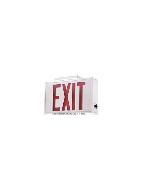 Product image for Hubbell Lighting LED1EMRWW 120/277 VAC White Background Red Legend Single Face LED Emergency Exit Sign
