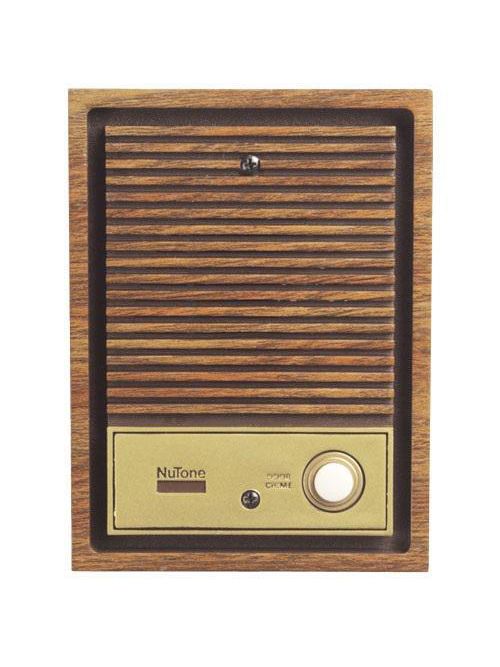 Product image for Broan IS67D 4-7/8 x 6-1/2 x 2 Inch Cast Metal Wood Grain/Brass Door Speaker