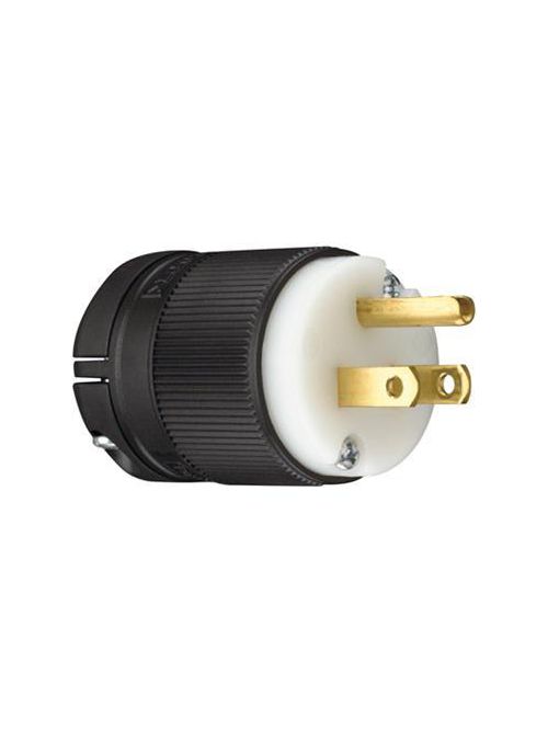 Product image for Pass & Seymour 5366-SSAN 20 Amp 125 Volt NEMA 5-20P 2-Pole 3-Wire Black/White Nylon Straight Blade Angled Plug
