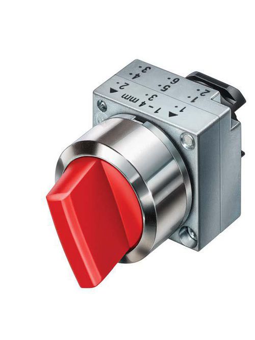 Product image for Siemens 3SB3500-2PA11 22 mm 2-Position Black Plastic Silver Metal Bezel Round Knob Non-Illuminated Selector Switch