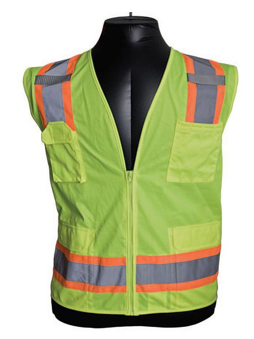 Product image for PIP 302-0500-ORG/XXL Double Extra Large Orange Mesh/Solid Fabric Zipper Closure Surveyor Vest