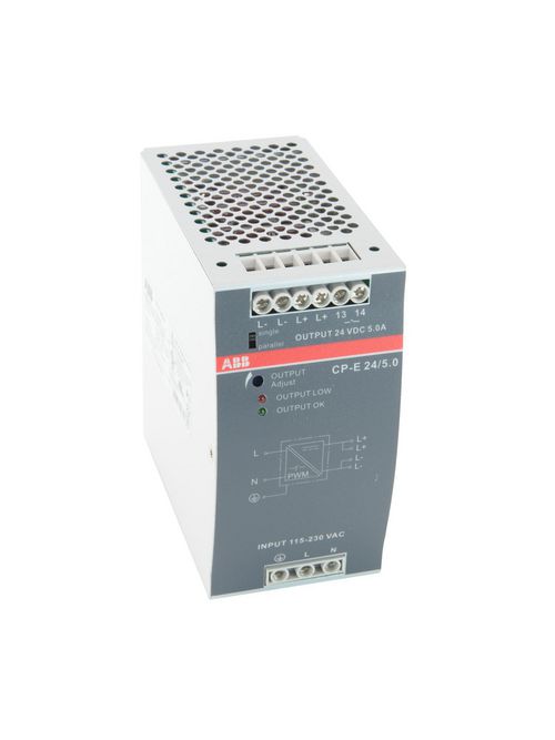 Thomas & Betts 1SVR427034R0000 90 to 132/180 to 264 VAC 210 to 375 VDC Input 24 VDC 5 Amp Output Power Supply Thomas & Betts 1SVR427034R0000 90 to 132/180 to 264 VAC 210 to 375 VDC Input 24 VDC 5 Amp Output Power Supply
