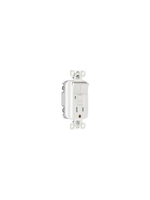 Product image for Pass & Seymour 1594-2SWTWCC5 15 Amp 125 VAC White Combination Switch/GFCI Receptacle
