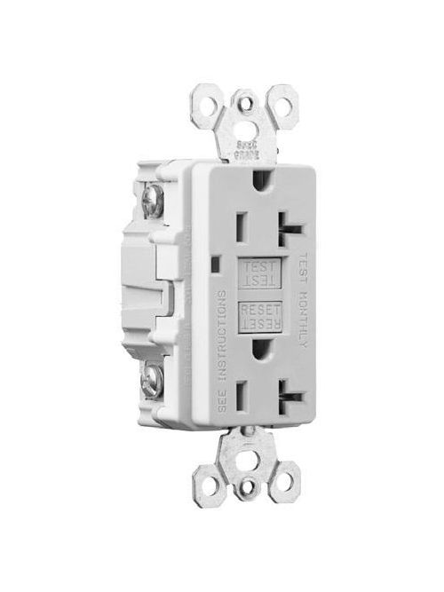 Product image for Pass & Seymour 2094-I 20 Amp 125 VAC 2-Pole 3-Wire NEMA 5-20R Ivory Thermoplastic Duplex GFCI Receptacle