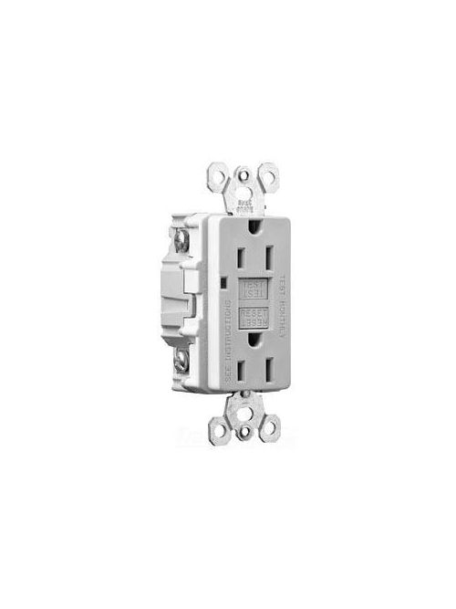 Product image for Pass & Seymour 1594-I 15 Amp 125 VAC 2-Pole 3-Wire NEMA 5-15R Ivory Thermoplastic Duplex Decorator GFCI Receptacle