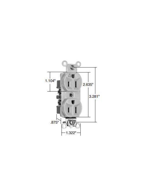 Product image for Pass & Seymour IG6200 15 Amp 125 VAC 2-Pole 3-Wire NEMA 5-15R Orange Nylon Face Duplex Isolated Ground Receptacle