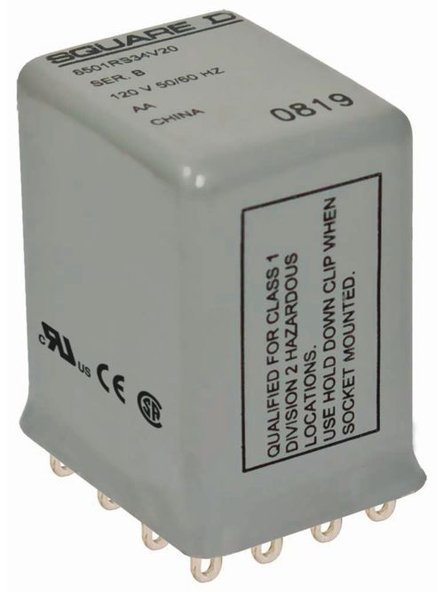 Product image for Square D 8501RS24V14 24 VAC 1 Amp 4PDT 4CO Socket Mount AC Operated Miniature Plug-In Relay