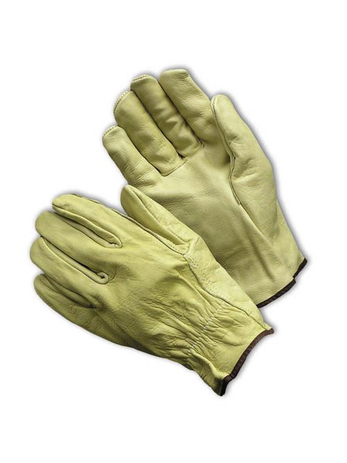 Product image for PIP 68-105/L Large Top Grain Cowhide Leather Driver Straight Thumb Slip-On Cuff Protective Gloves