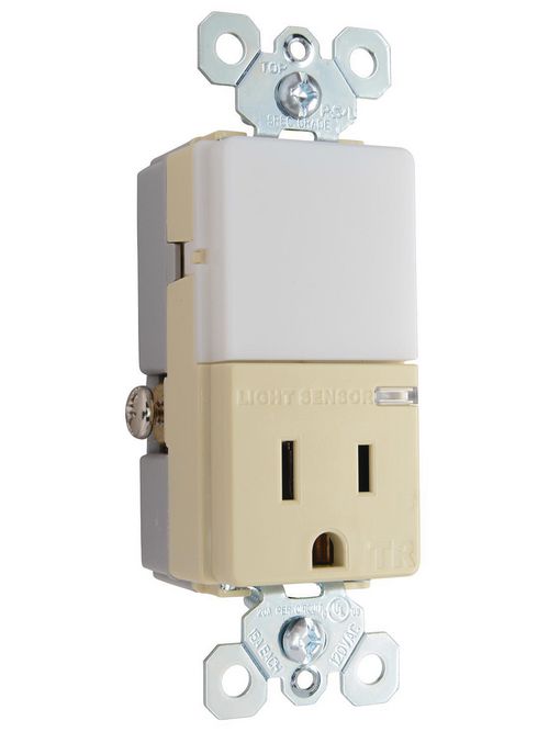 Product image for Pass & Seymour NTL81TRICC6 15 Amp 120/125 VAC NEMA 5-15R Ivory LED Night Light with Receptacle