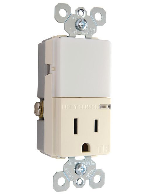 Product image for Pass & Seymour NTL81TRLACC6 15 Amp 120/125 VAC NEMA 5-15R Light Almond LED Night Light with Receptacle