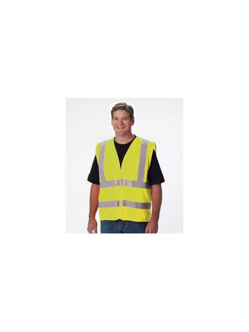 Product image for PIP 305-WCENGFRLY-L/XL Large/Extra Large Lime Yellow Polyester Solid Fabric Hook and Loop Safety Vest