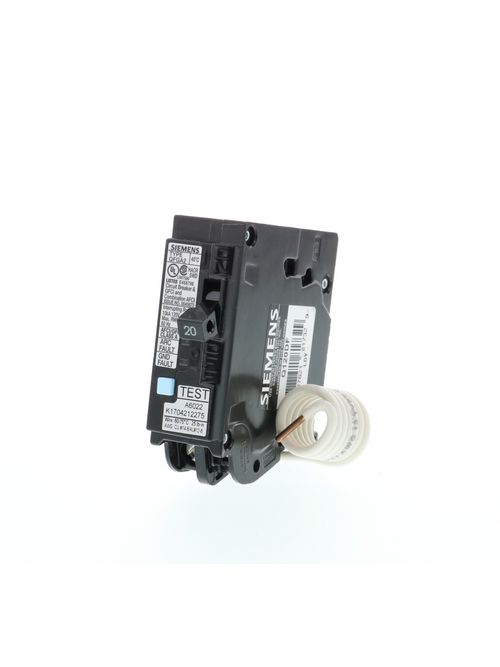 Siemens Industry Q120DF 1-Pole 20 Amp 120 VAC 10 kA Dual Function Arc Fault or Ground Fault Circuit Breaker Siemens Industry Q120DF 1-Pole 20 Amp 120 VAC 10 kA Dual Function Arc Fault or Ground Fault Circuit Breaker