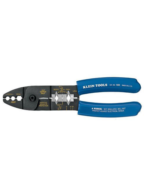 Product image for Klein 1008 8-1/2" RG59 / RG6 Blue Handle Multi-Purpose Coax Tool
