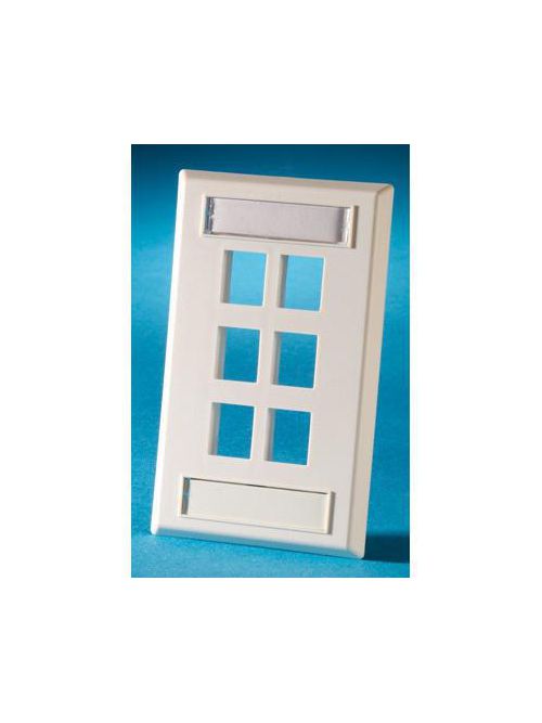 Product image for Ortronics OR-KSFP6-88 6-Port 1-Gang Data 6-Keystone Opening Cloud White Thermoplastic Data Communication Face Plate