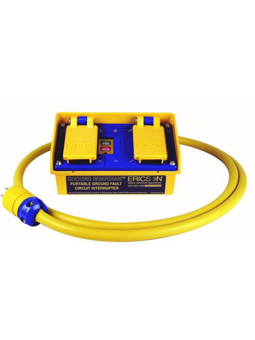 Product image for Ericson Manufacturing Company 1060 6 Foot 120 Volt 15 Amp 1800 W #12/3 AWG SOOW NEMA 5-15 Plug Auto Multiple Outlet GFCI