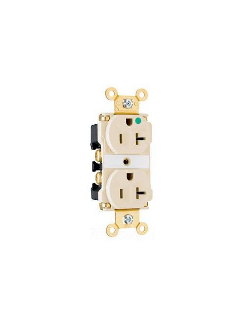 Product image for Pass & Seymour 8300-ILW Extra Heavy-Duty Hospital Grade LED Illuminated Face Duplex Receptacle, Back & Side Wire, 20A 125V - White
