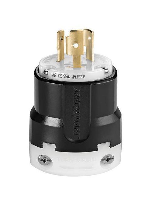 Product image for Arrow Hart Wiring AHL1820P 20 Amp 120/208 VAC 3-Phase 4-Pole 4-Wire NEMA L18-20 Black/White Locking Plug