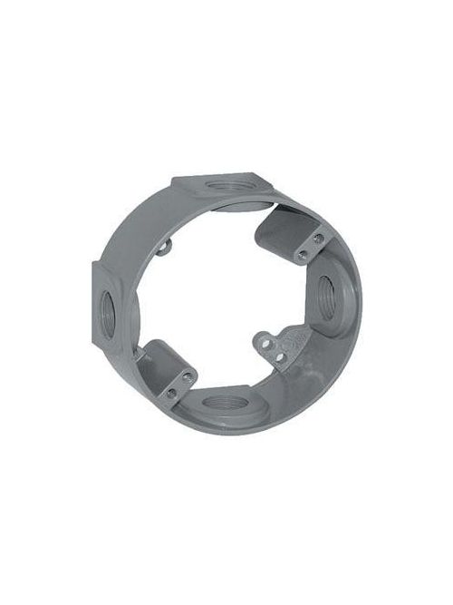 Product image for Teddico EX-5V 4-9/16 x 4-5/8 x 2 Inch 1/2 Inch 4-Hub 18.3 In.Gray Die-Cast Metal Round Outlet Box Extension